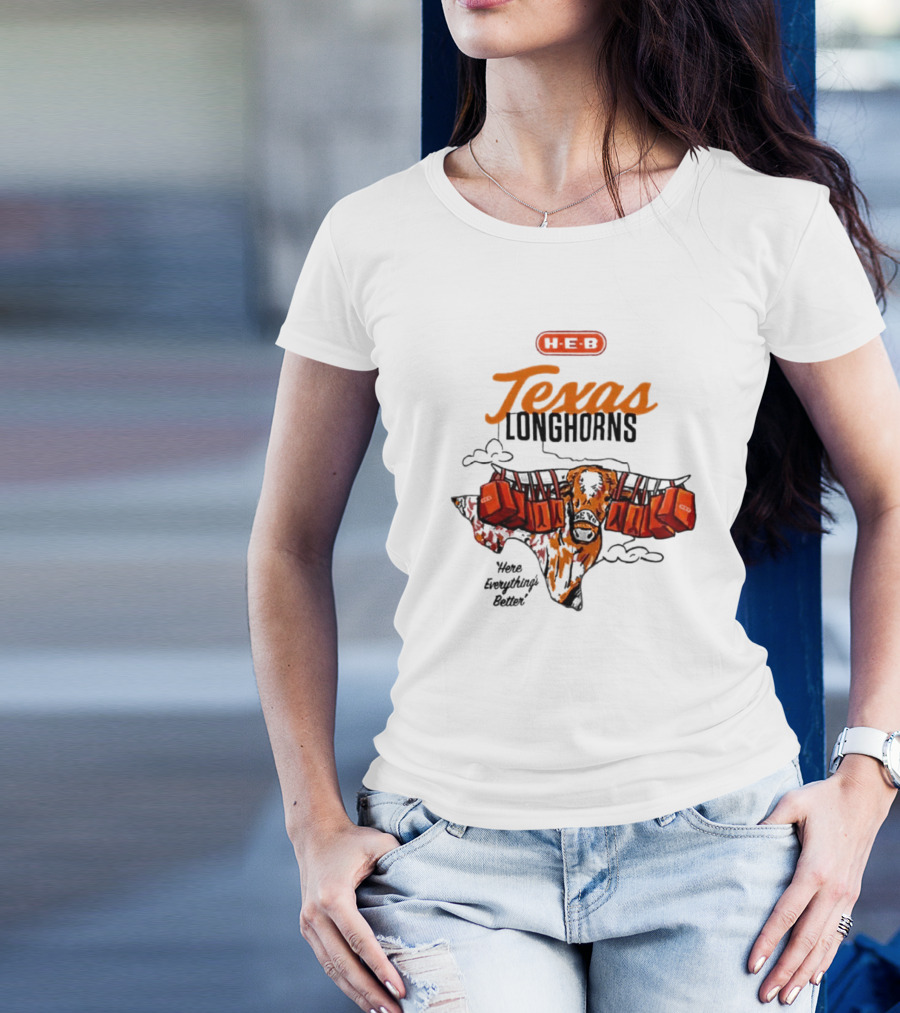 H-E-B Texas Longhorns Here Everything's Better Hook 'em Horns T-Shirt