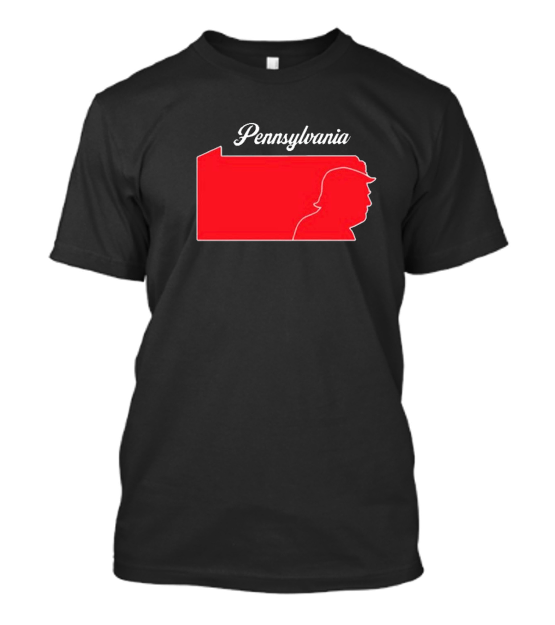 Pennsylvania Red Silhouette Trump Outline T-Shirt