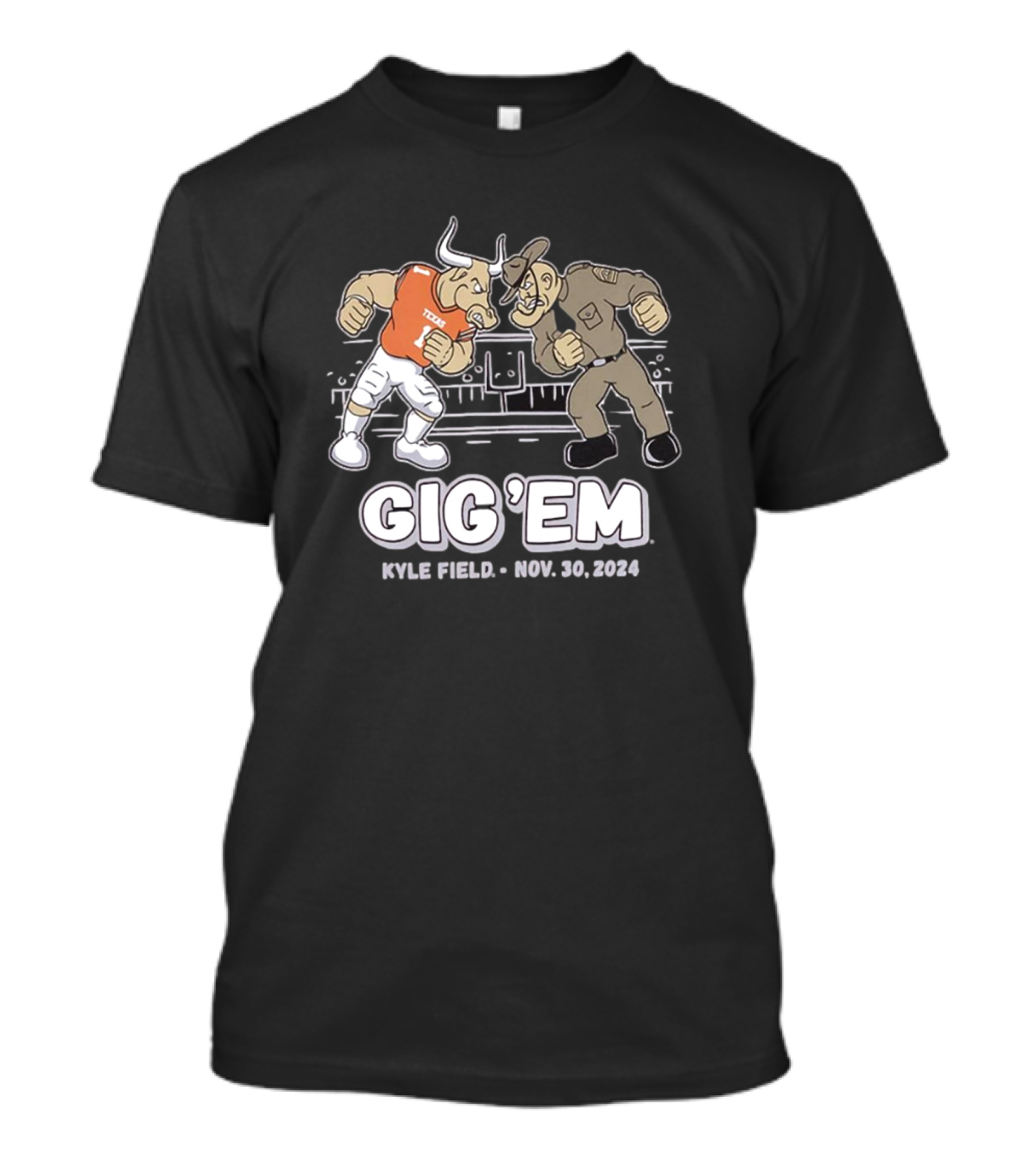 Texas A&M Aggies Vs Texas Longhorns Gig 'Em Kyle Field Nov. 30, 2024 Head To Head Ol’ Sarge T-Shirt