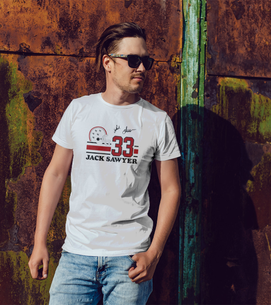 Jack Sawyer #33 Ohio State Signature Helmet And Jersey T-Shirt