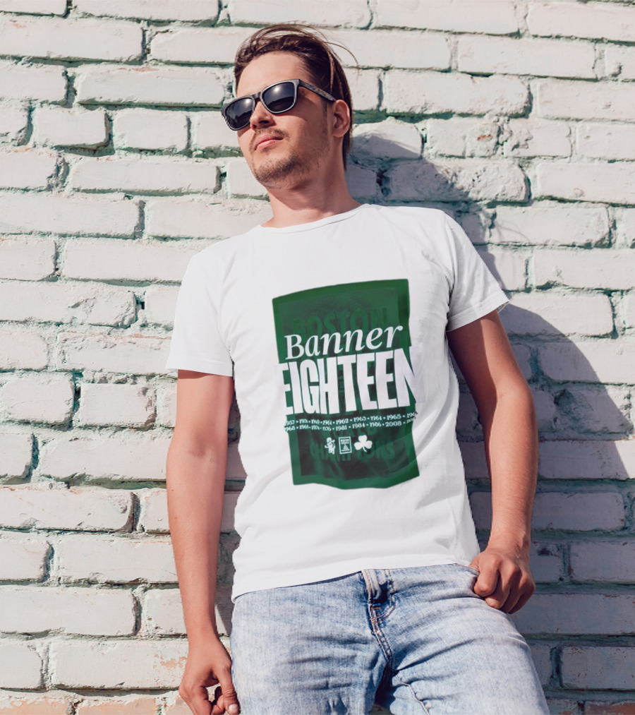 Banner Eighteen Boston Celtics NBA World Champions 1957-2024 T-Shirt