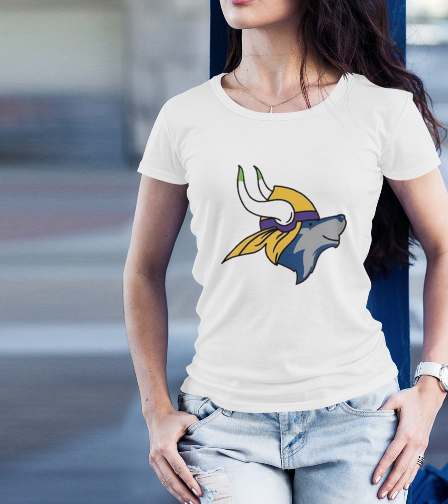 Maplewedgie Corndoggylol Minnesota Timbervikes Vikings Wolf Helmet Nordic Spirit Fusion T-Shirt