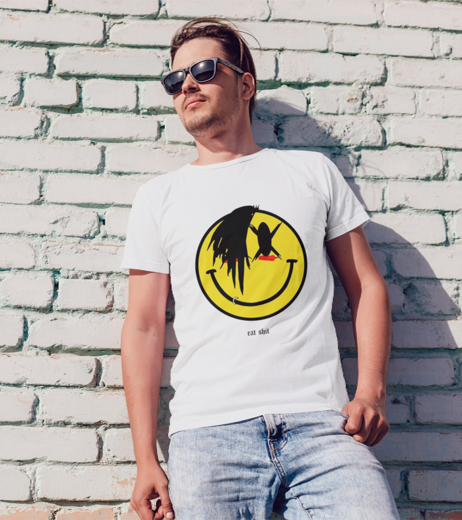 My Chemical Romance Smiley Symbol Eat Shit Face With Hair And Piercing T-Shirt