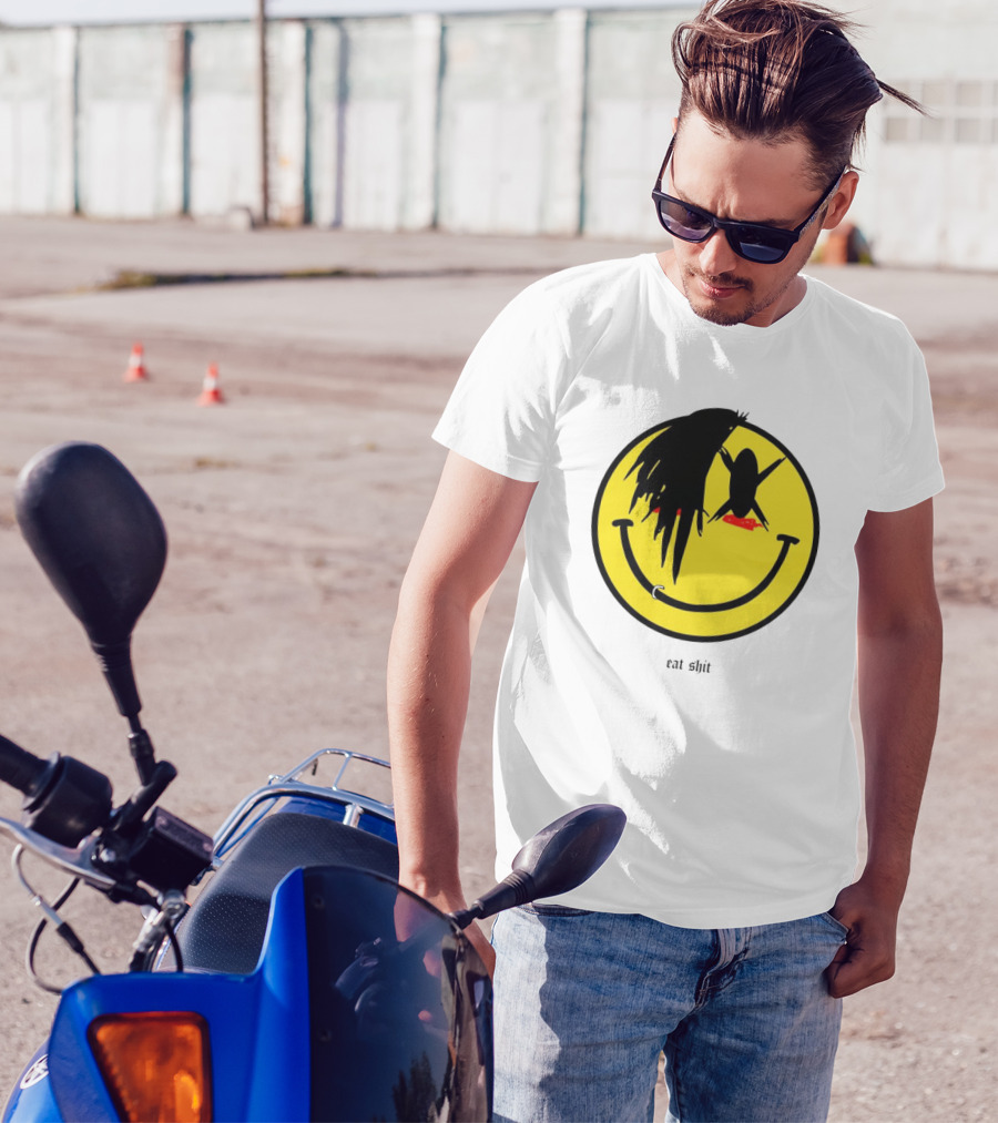 My Chemical Romance Smiley Symbol Eat Shit Face With Hair And Piercing T-Shirt