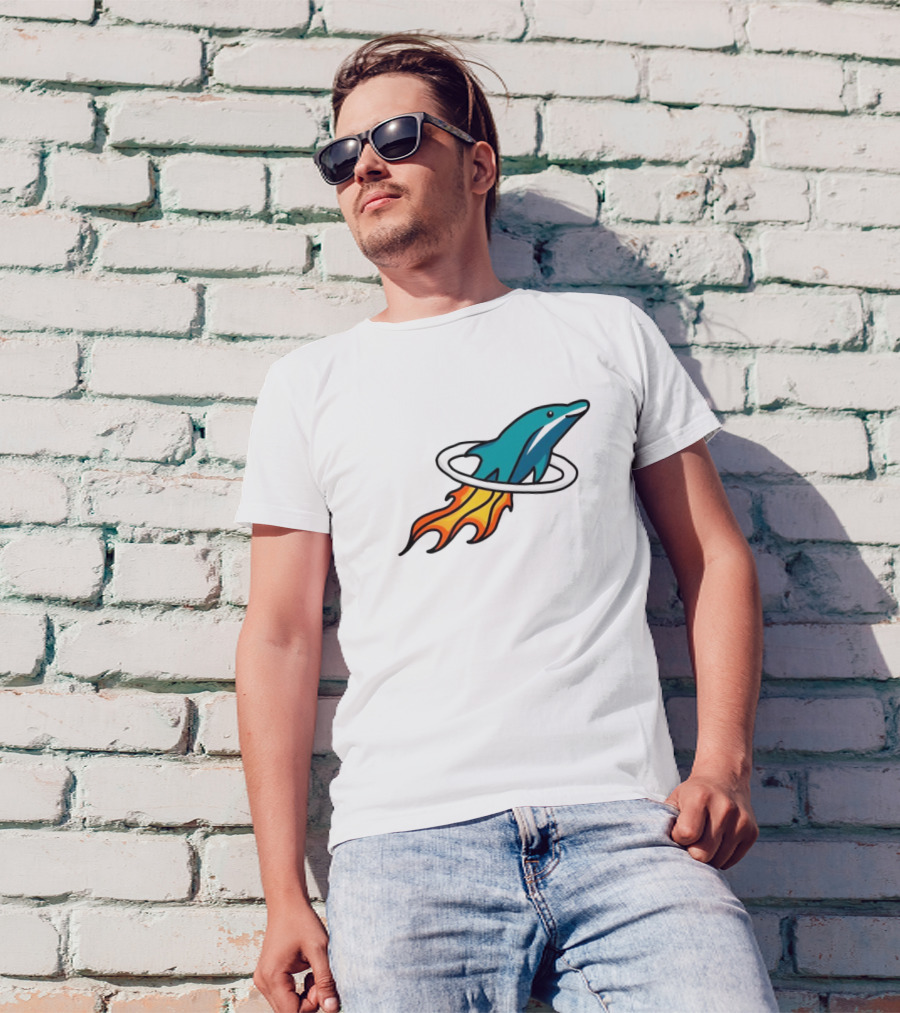 Dolphins X Rockets Crossover Logo Mashup T-Shirt