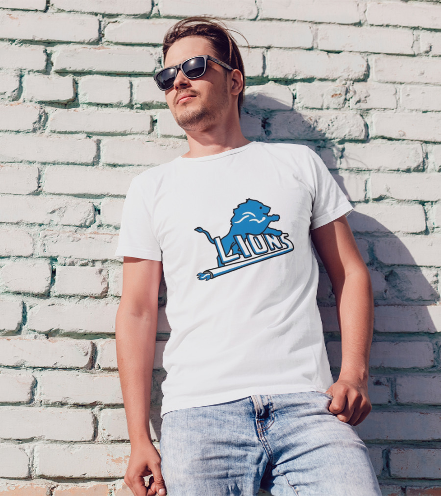 NFL Detroit Lions Blue Logo Mashup With NBA Detroit Pistons Inspired T-Shirt