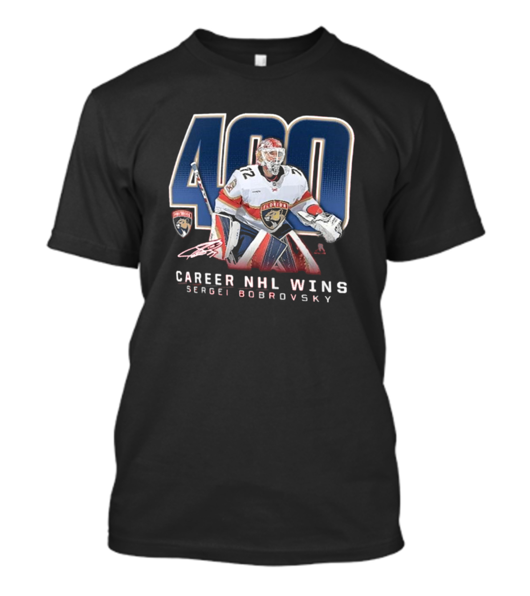 Sergei Bobrovsky Florida Panthers 400 Career NHL Wins Signature Jersey T-Shirt
