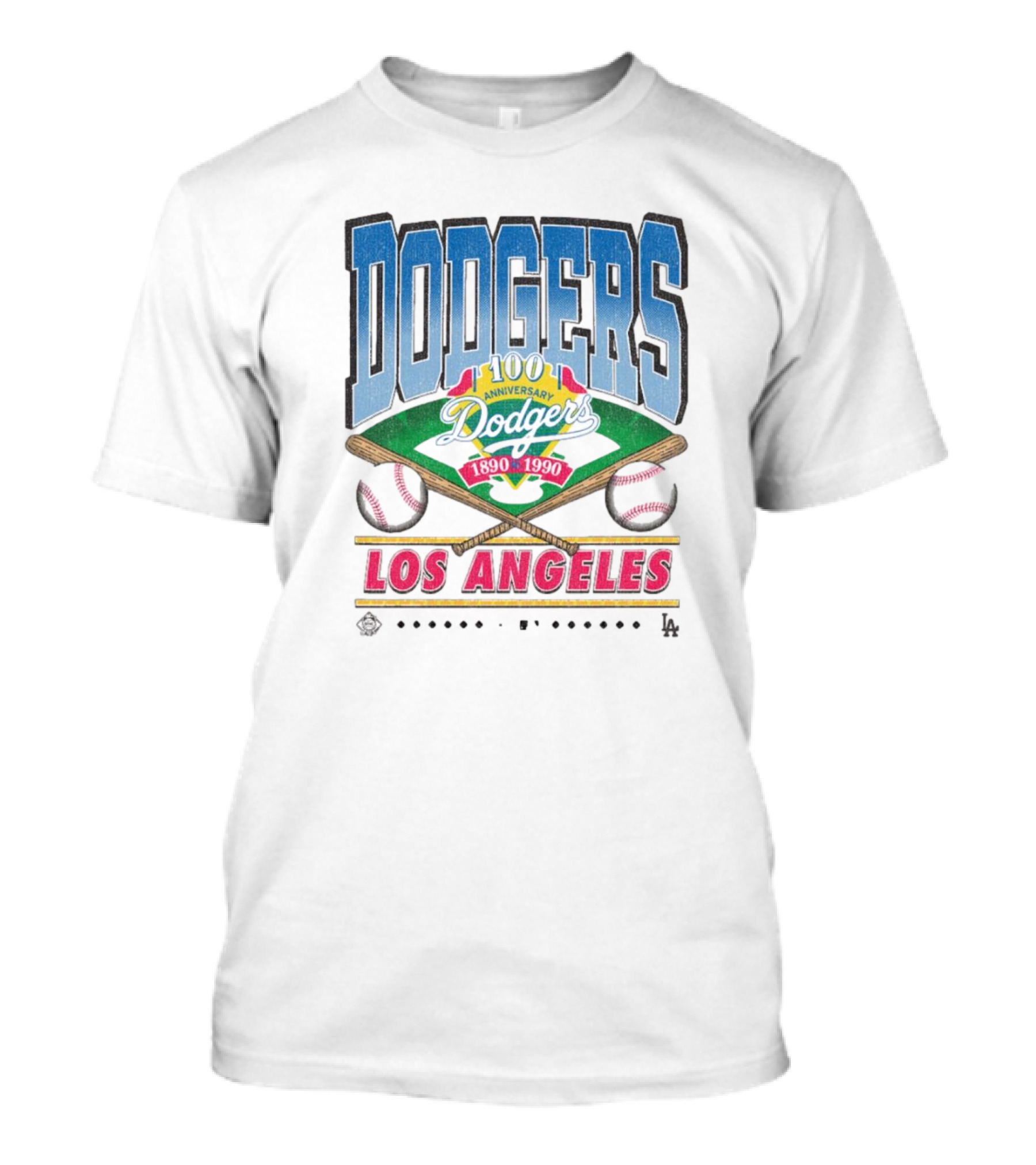 Los Angeles Dodgers 100 Anniversary 1890-1990 Vintage Baseball MLB Dodger Stadium T-Shirt