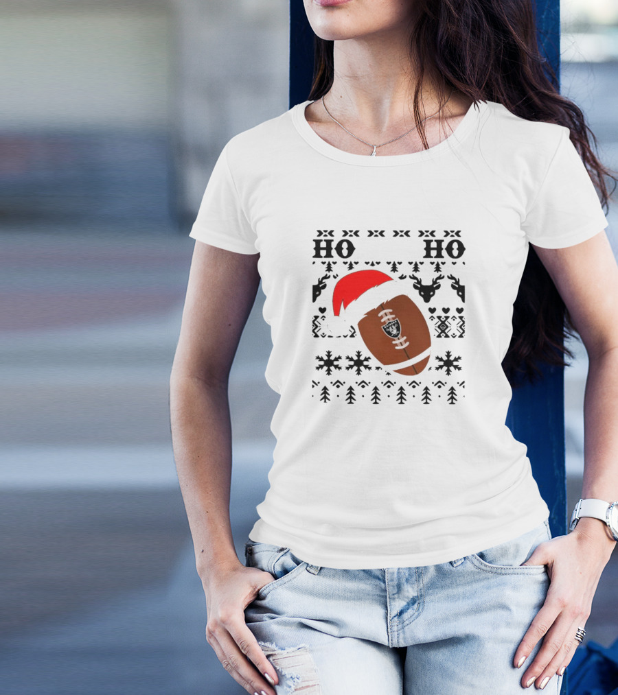 Las Vegas Raiders Football Santa Claus Ho Ho Ho Christmas NFL T-Shirt