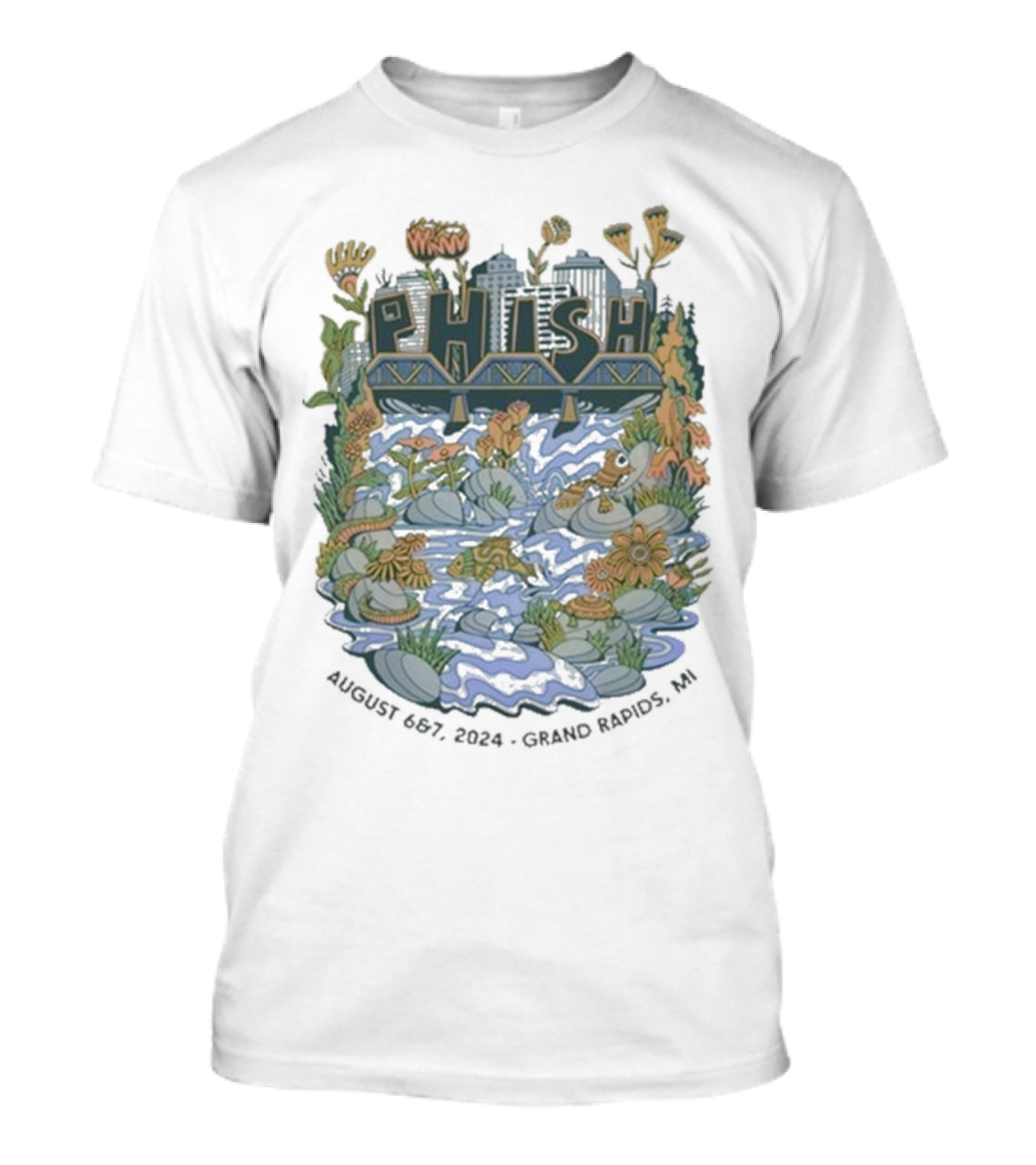 Phish Live In Grand Rapids MI August 6-7 2024 River-Bridge Scene T-Shirt