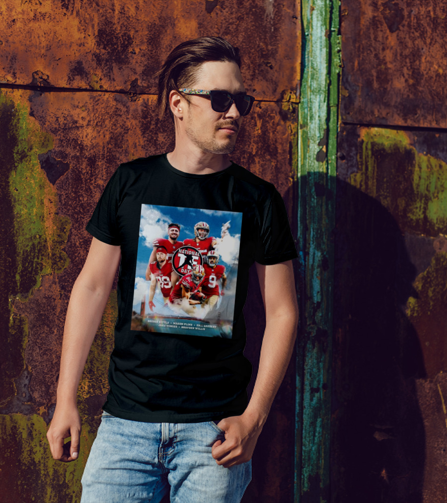 San Francisco 49ers Happy Holidays National Tight Ends Day George Kittle Mason Pline Eric Saubert Jake Tonges Brayden Willis Football T-Shirt