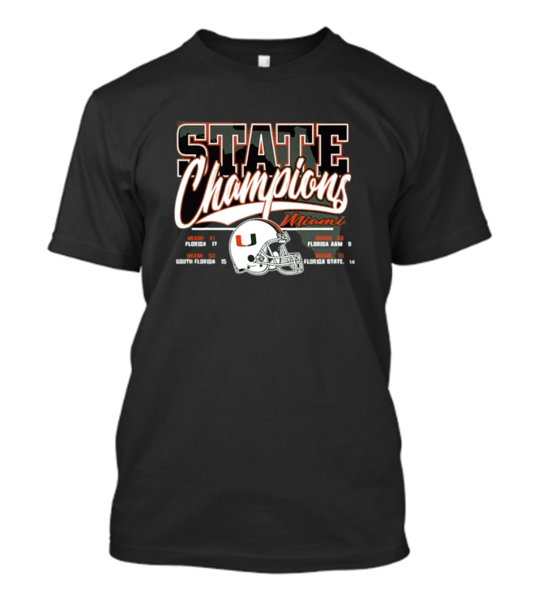 Miami Hurricanes State Champions 2024 Florida Victories NCAA Football Scores T-Shirt