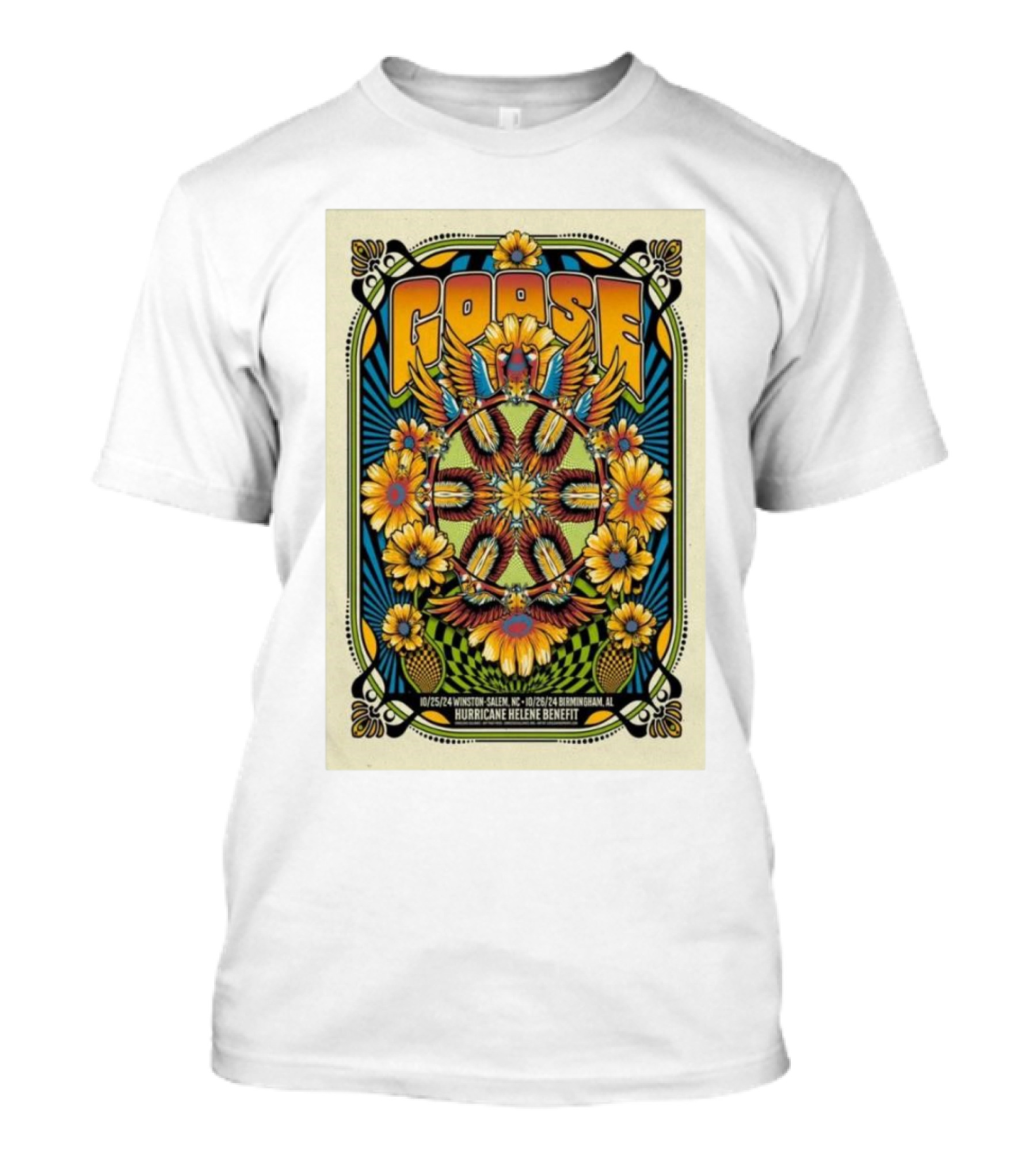 Goose Show Winston Salem Hurricane Helene Benefit 25 Oct 2024 Vibrant Floral T-Shirt