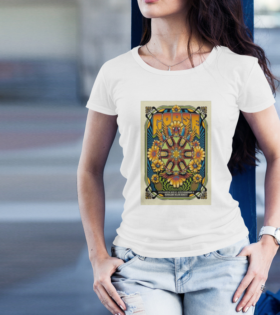 Goose Show Winston Salem Hurricane Helene Benefit 25 Oct 2024 Vibrant Floral T-Shirt