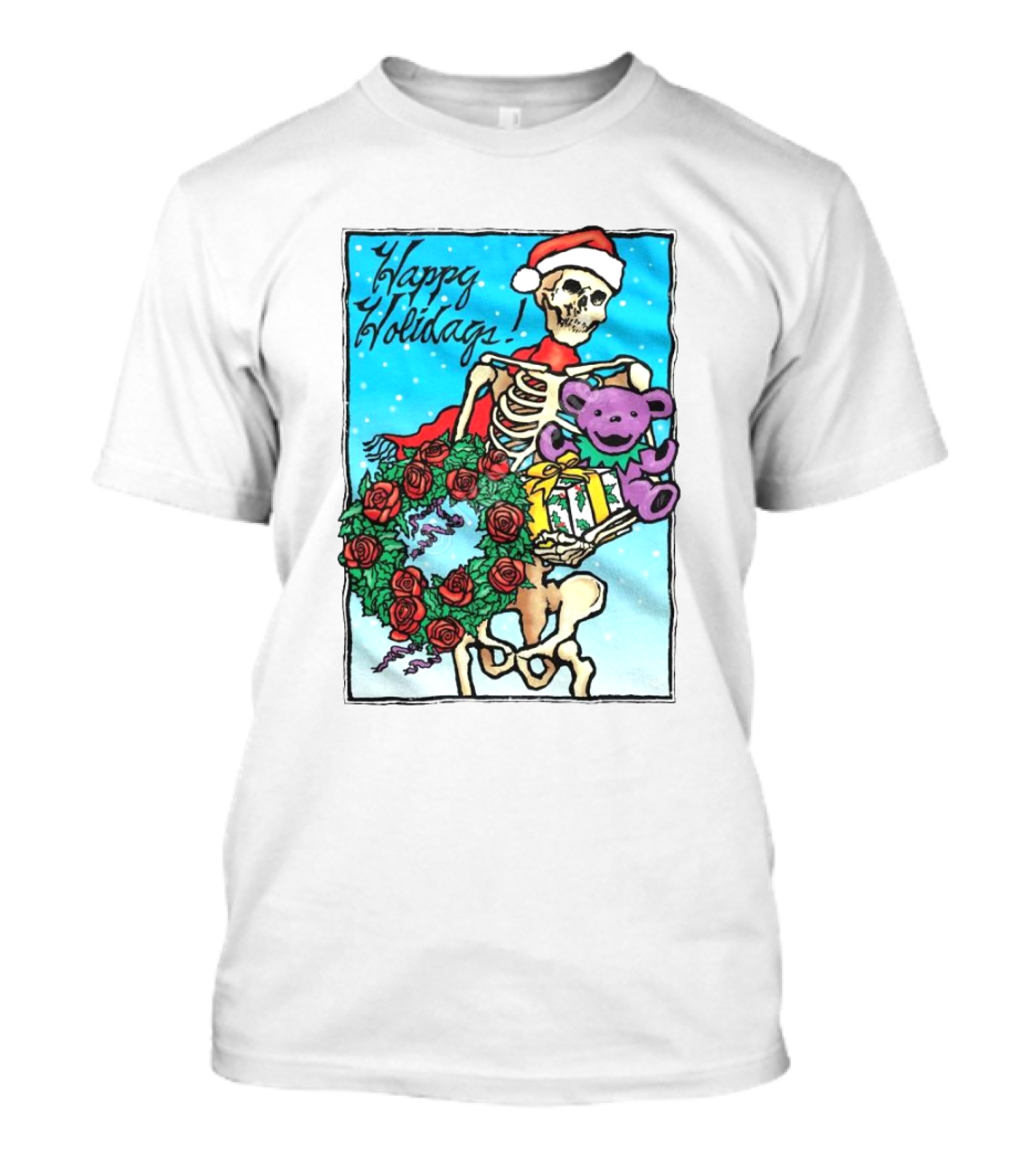 Grateful Dead Happy Holidays Skeleton Snowman Christmas T-Shirt