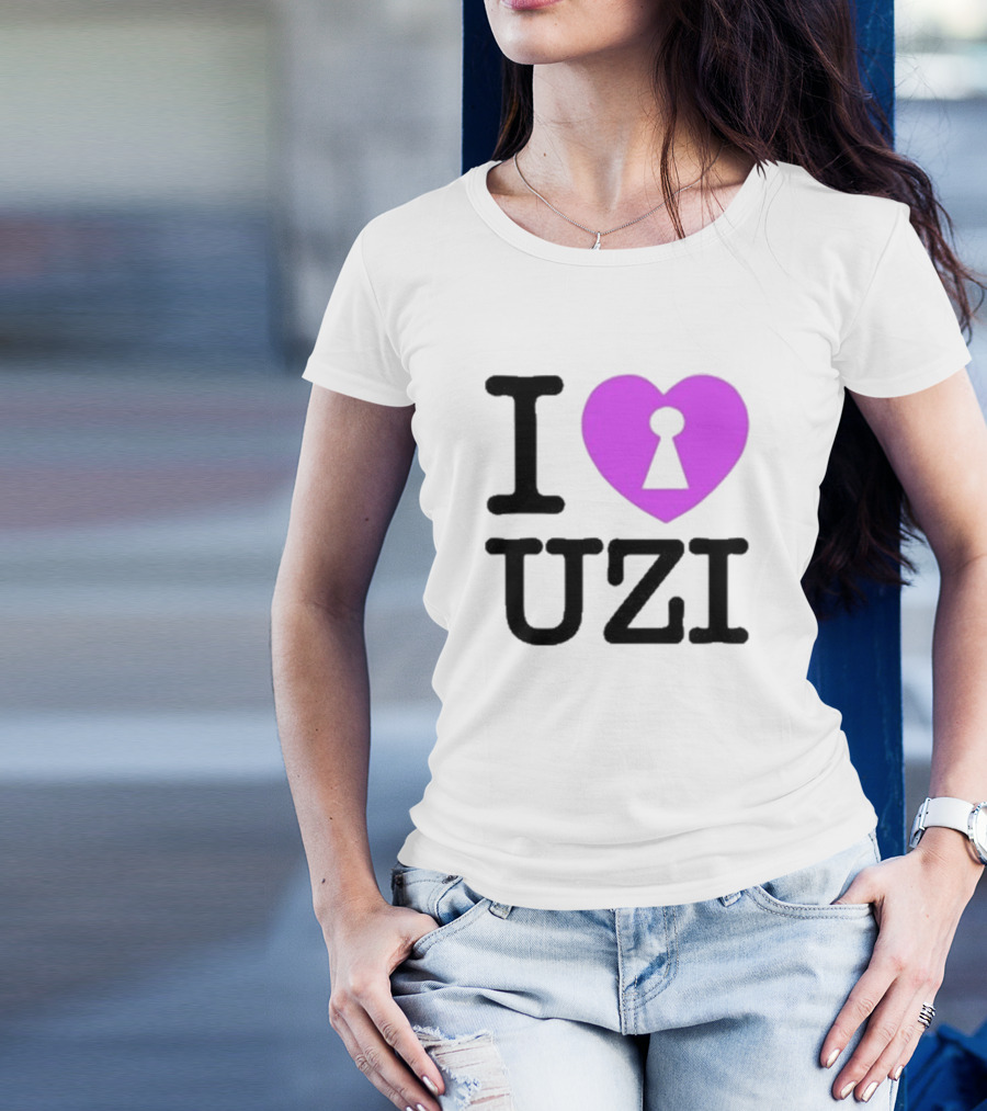 I Love Heart Keyhole Uzi T-Shirt