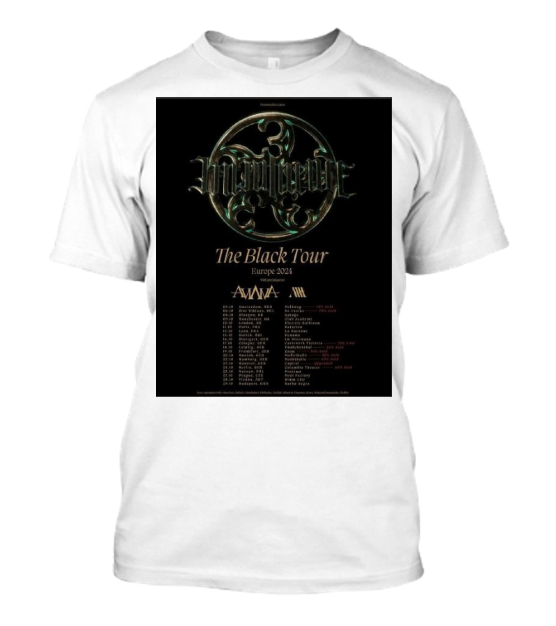 Imminence The Black Tour Europe 2024 With Support From Aviana And Acres T-Shirt