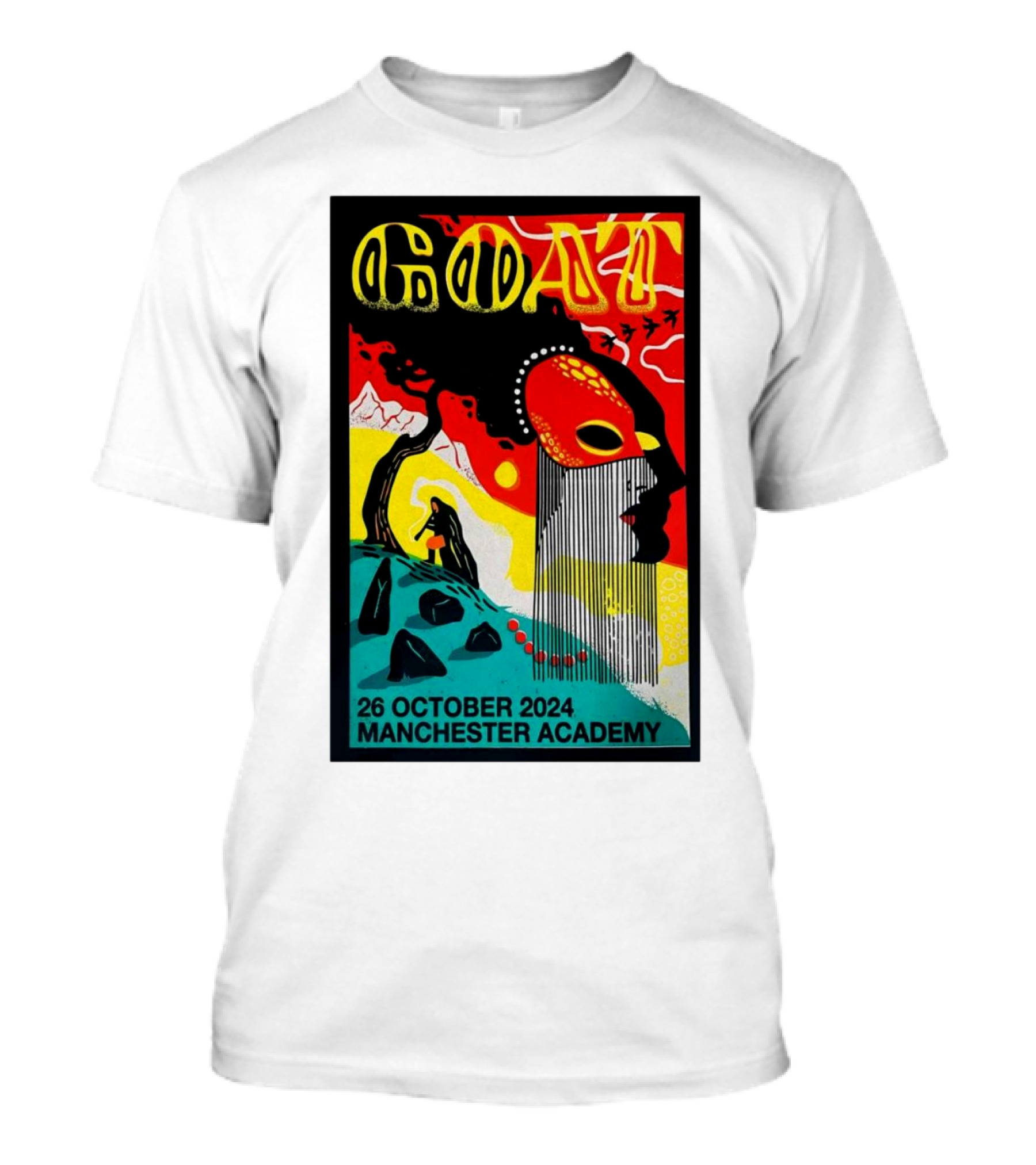 Goat 26 October 2024 Manchester Academy Tour Poster Psychedelic Mask T-Shirt