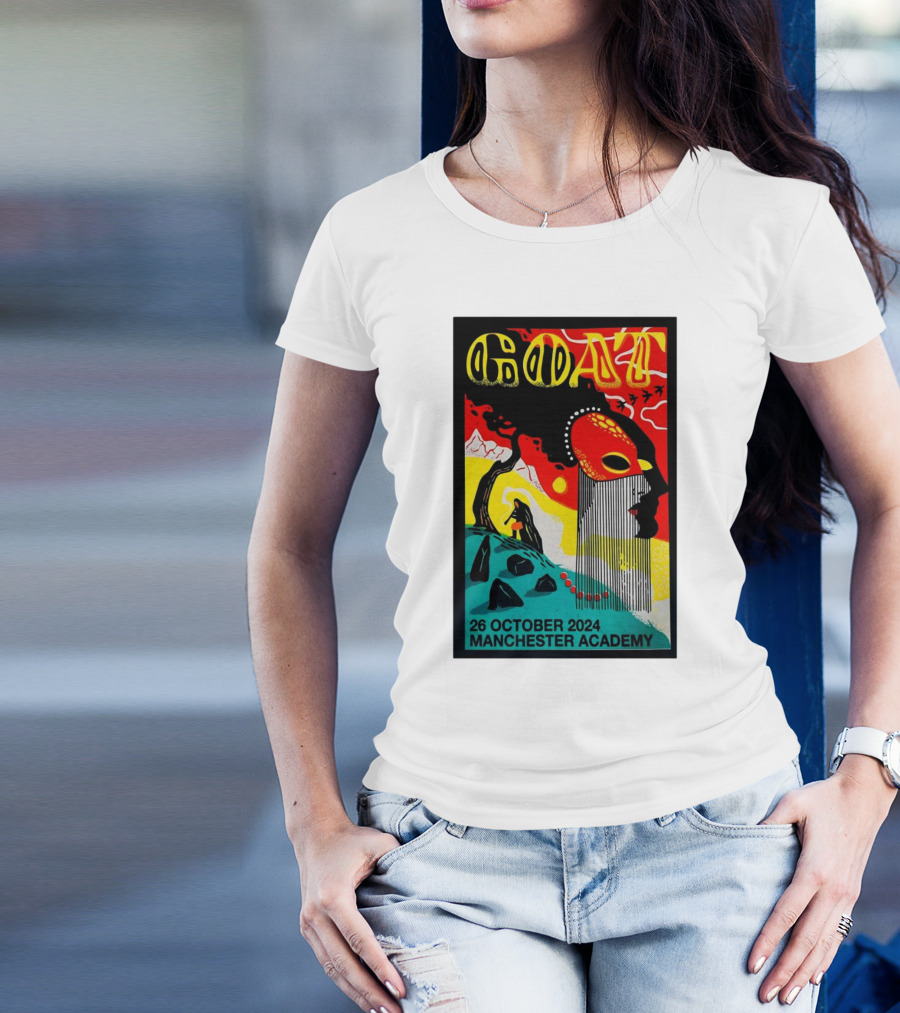 Goat 26 October 2024 Manchester Academy Tour Poster Psychedelic Mask T-Shirt