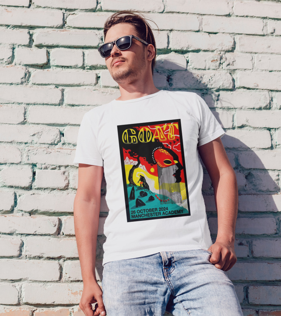 Goat 26 October 2024 Manchester Academy Tour Poster Psychedelic Mask T-Shirt
