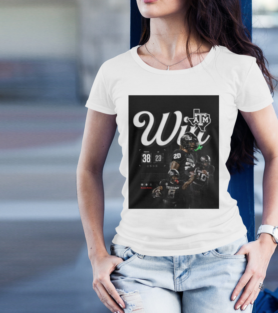 Texas A&M Aggies Win 38-23 Football Victory GigEm Scripted T-Shirt