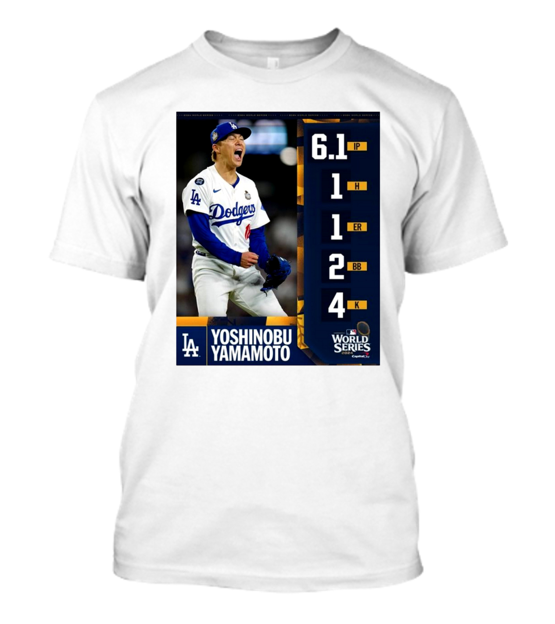 Yoshinobu Yamamoto Dodgers World Series 2024 Masterful Debut Performance Stats T-Shirt