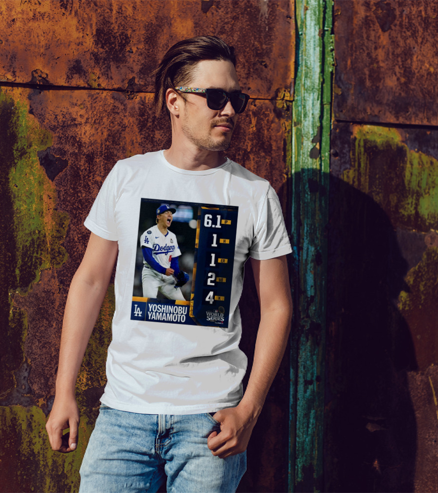 Yoshinobu Yamamoto Dodgers World Series 2024 Masterful Debut Performance Stats T-Shirt