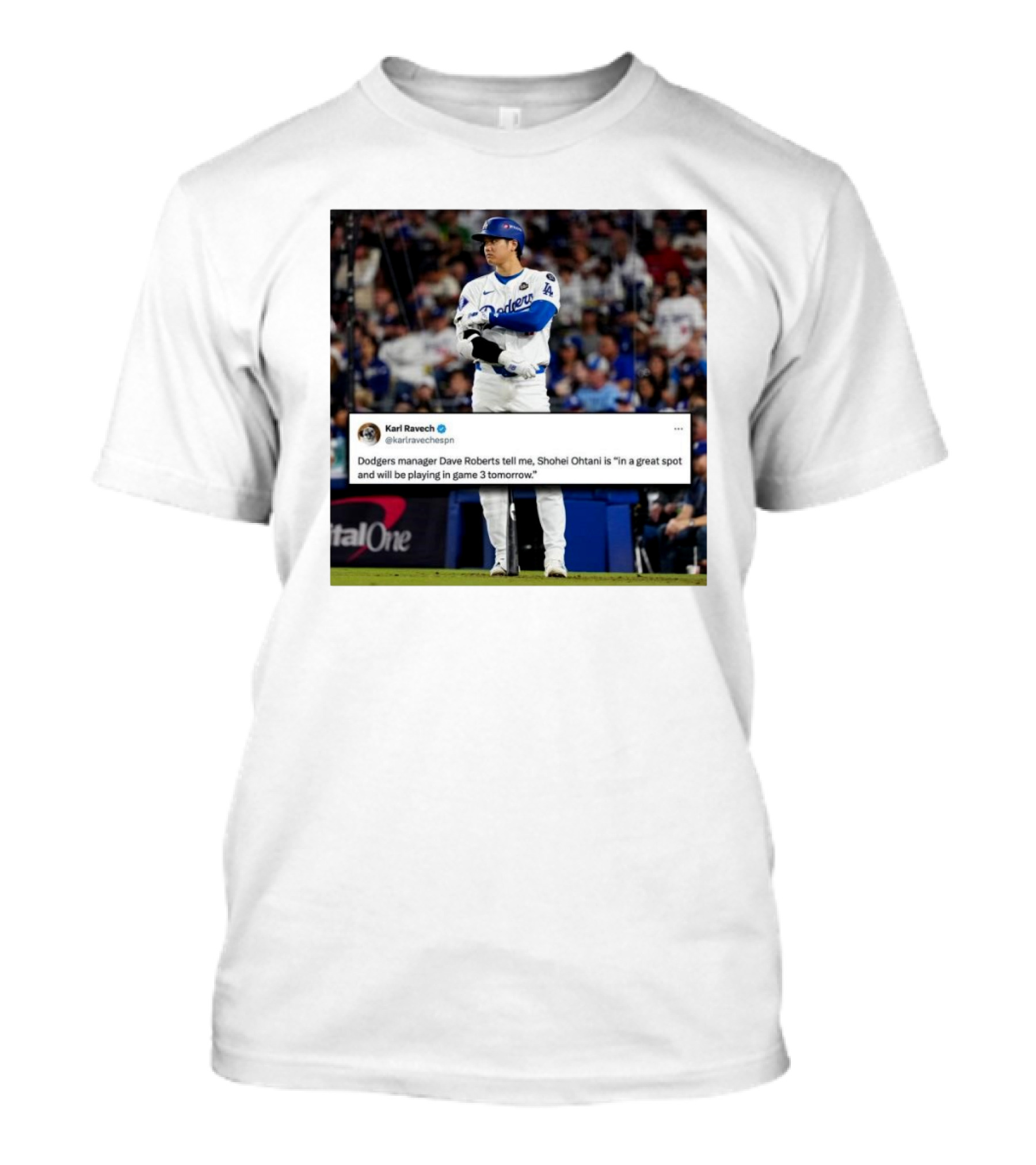 Shohei Ohtani To Play World Series Game 3 Says Dodgers Manager Dave Roberts ESPN T-Shirt