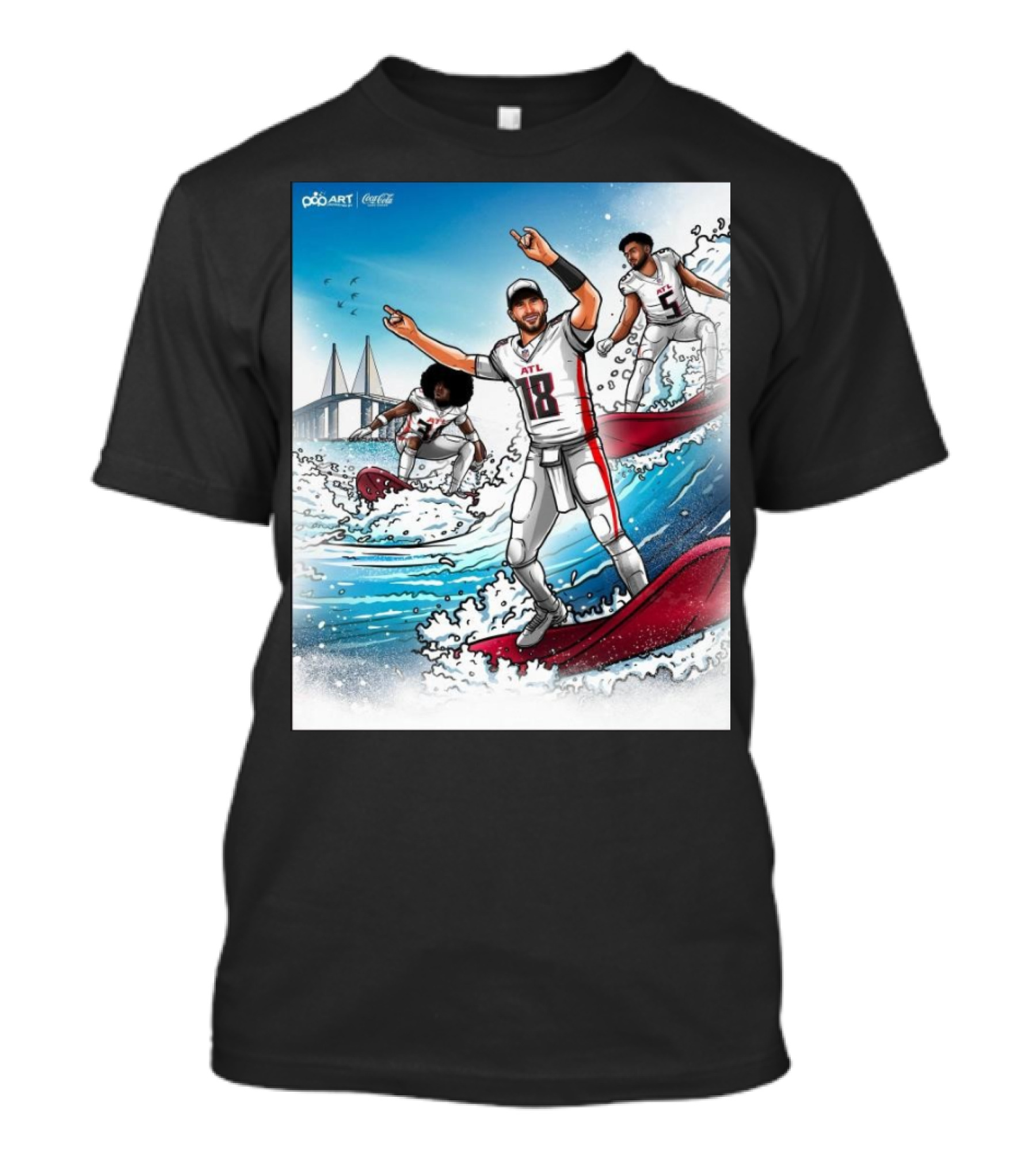 Atlanta Falcons ATL Surfing Art By DooArt Coca-Cola T-Shirt
