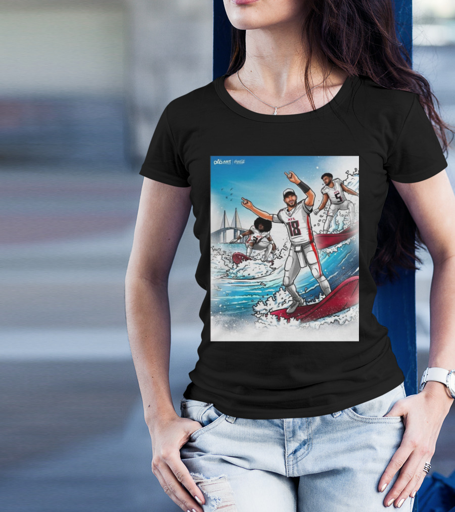 Atlanta Falcons ATL Surfing Art By DooArt Coca-Cola T-Shirt