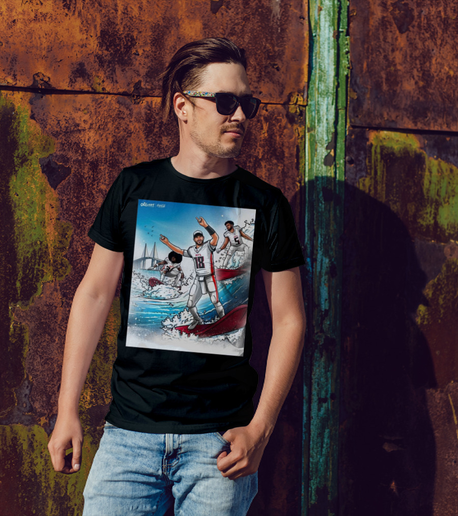 Atlanta Falcons ATL Surfing Art By DooArt Coca-Cola T-Shirt