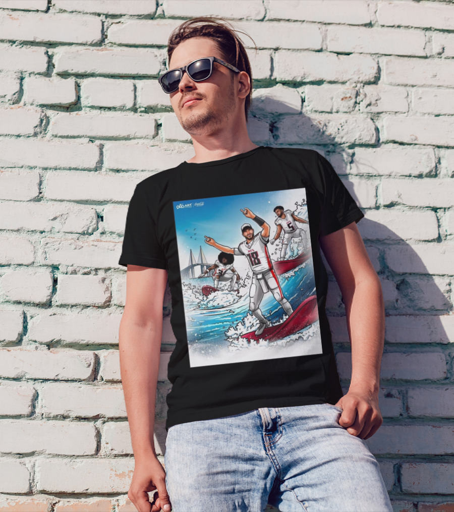 Atlanta Falcons ATL Surfing Art By DooArt Coca-Cola T-Shirt
