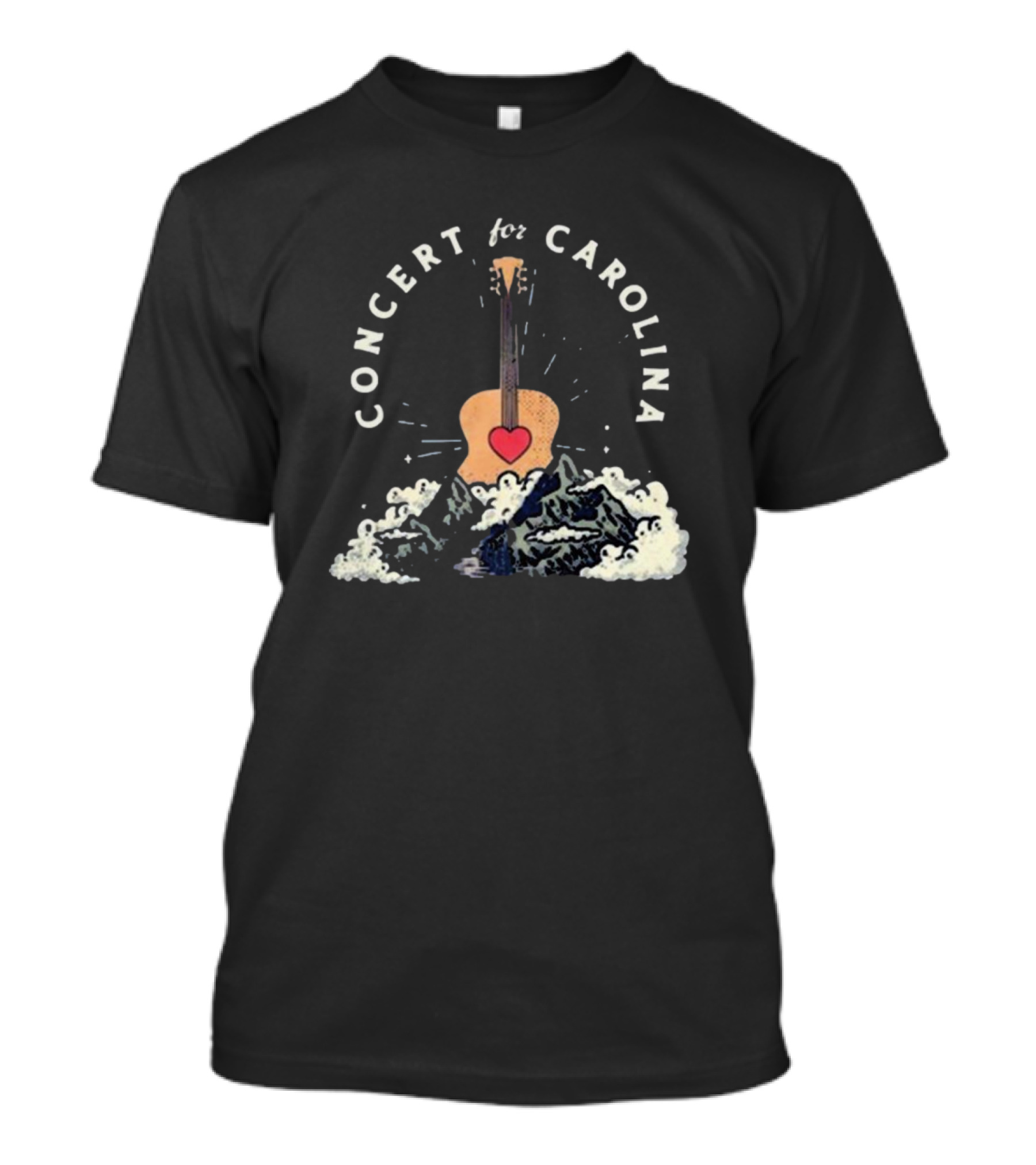 Concert For Carolina 2024 Retro Guitar Heart Mountain Scene T-Shirt