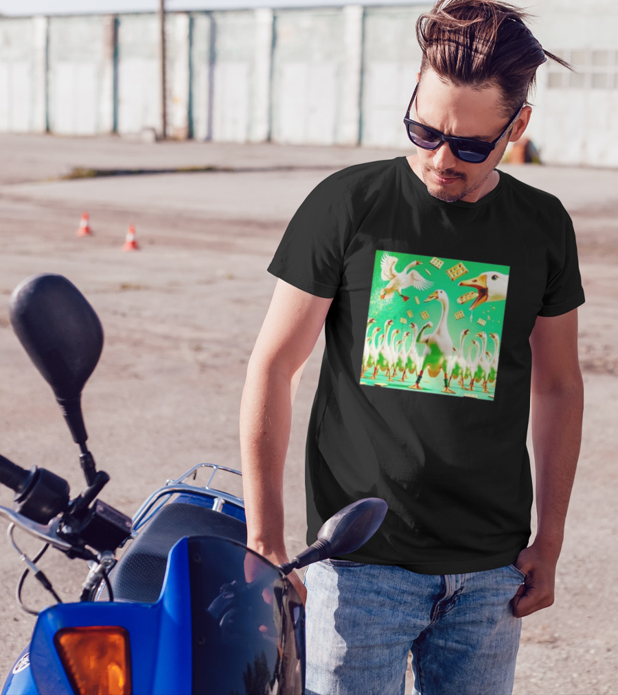 Goose Eating Cookies Daram Celebration With Flying Crackers T-Shirt