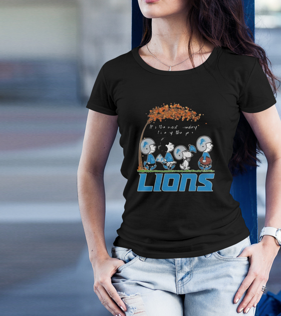 Peanuts Characters It's The Most Wonderful Time Of The Year Detroit Lions T-Shirt