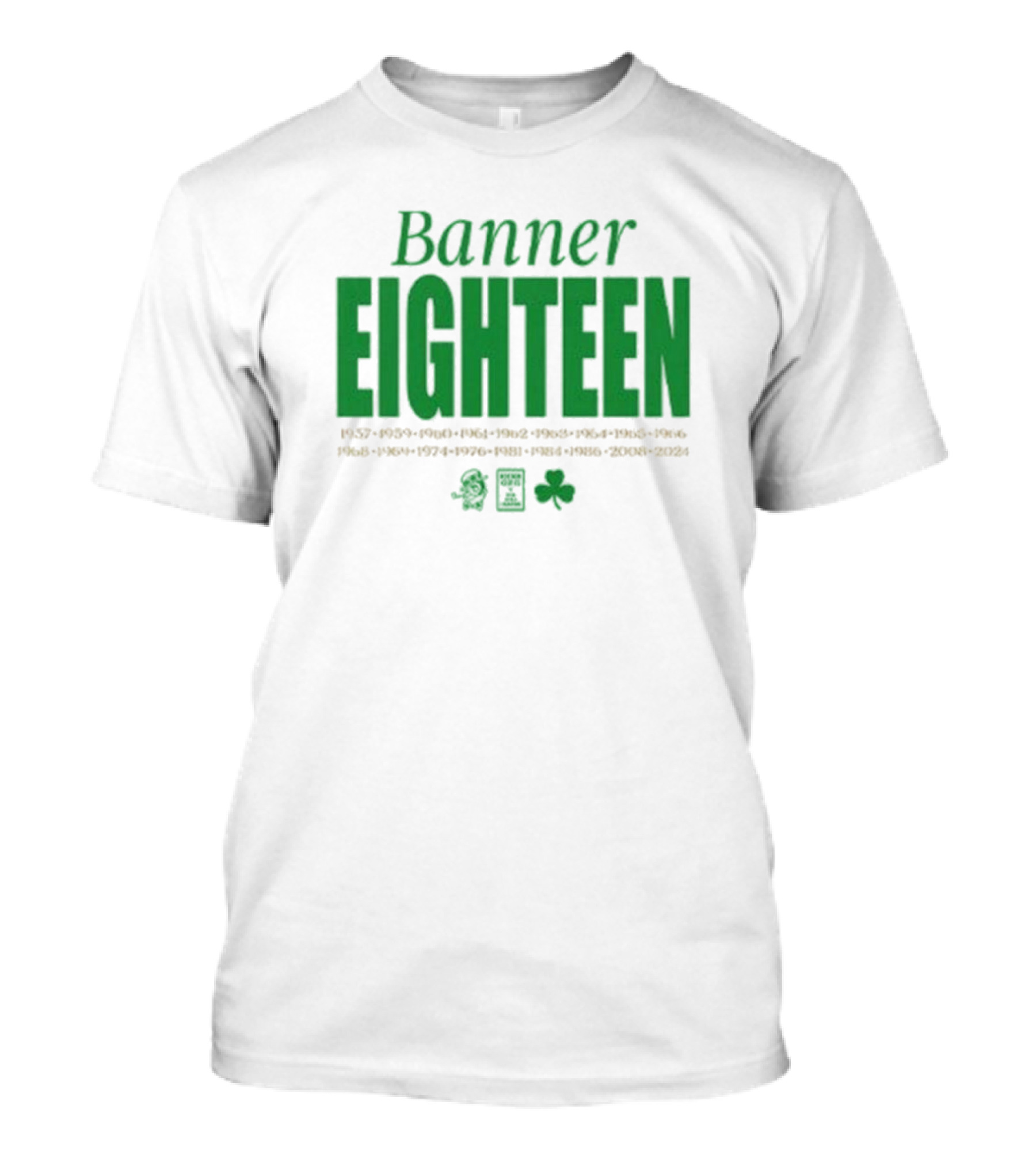 Banner Eighteen Boston Celtics 1957 To 2024 Championship Years T-Shirt