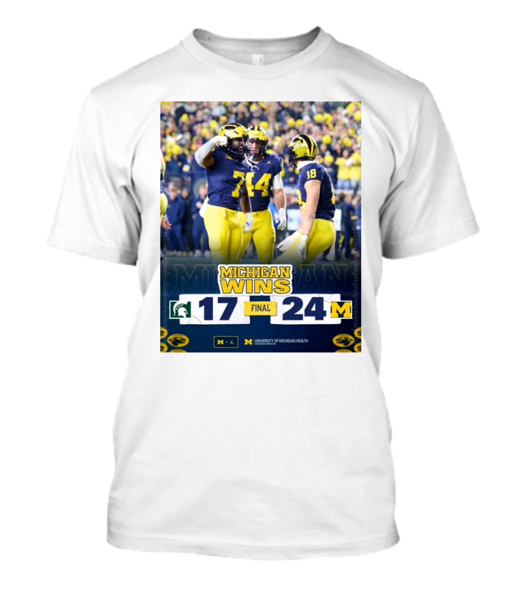 Michigan Wins Final 17-24 Michigan State Spartans Vs Michigan Wolverines Victory T-Shirt