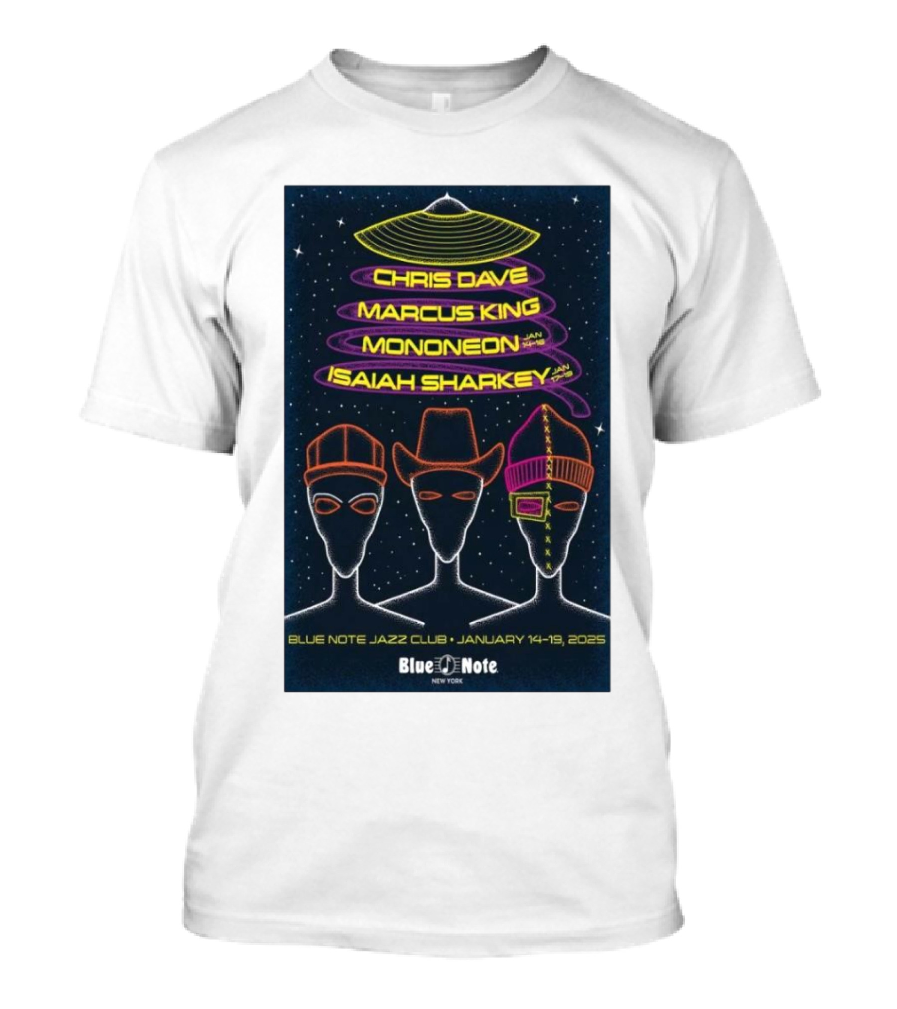 Chris Dave, Marcus King, MonoNeon, Isaiah Sharkey Blue Note Jazz Club January 14-19, 2025 New York T-Shirt