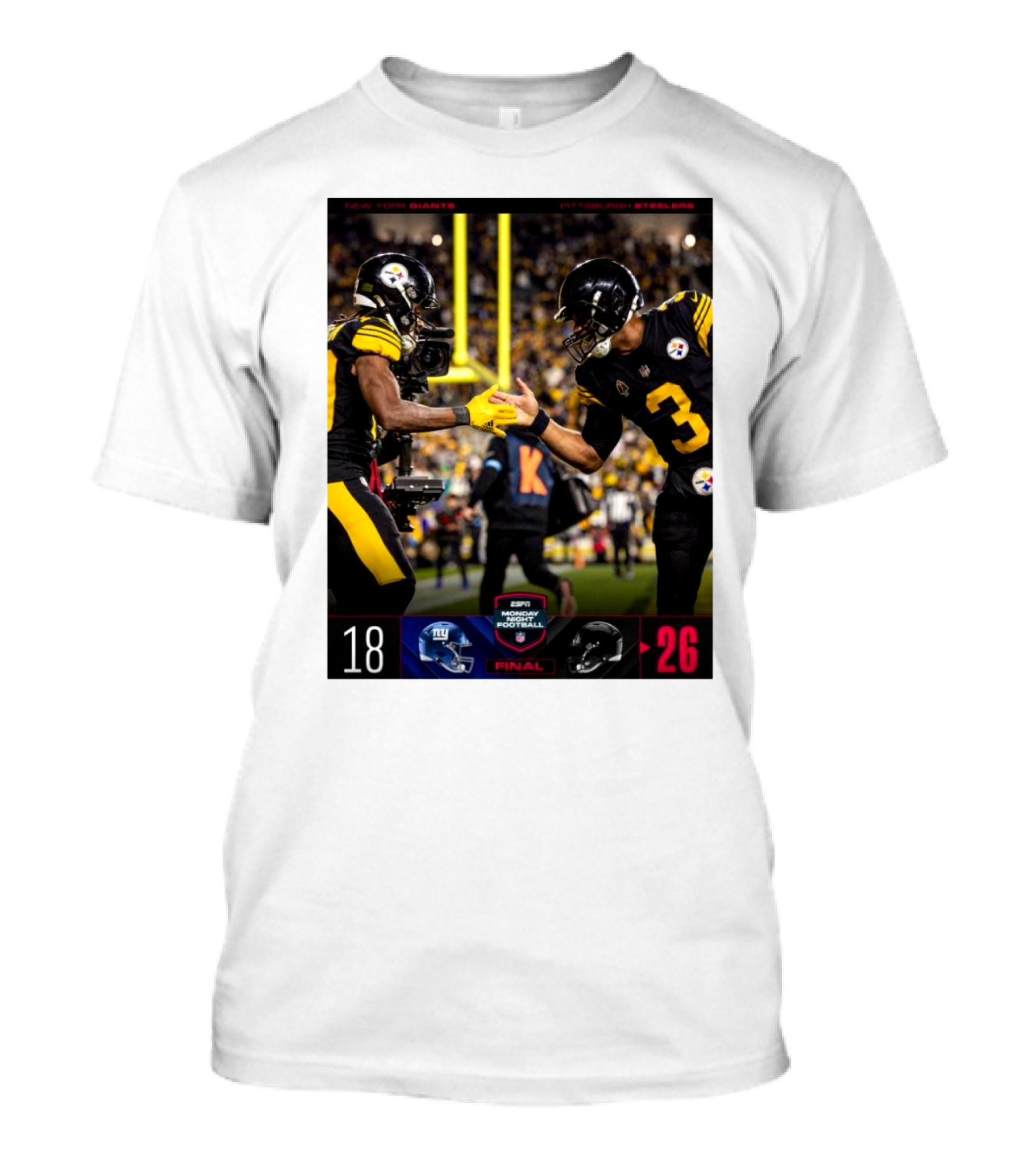 New York Giants 18 26 Pittsburgh Steelers ESPN Monday Night Football Final NFL T-Shirt