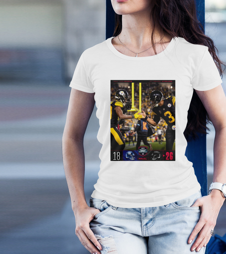 New York Giants 18 26 Pittsburgh Steelers ESPN Monday Night Football Final NFL T-Shirt