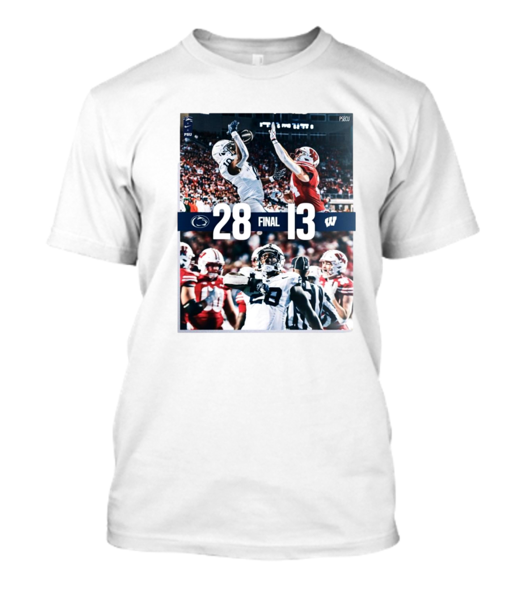 Final Penn State Nittany Lions 28 – 13 Wisconsin Badgers Victory With Game Action Photography T-Shirt
