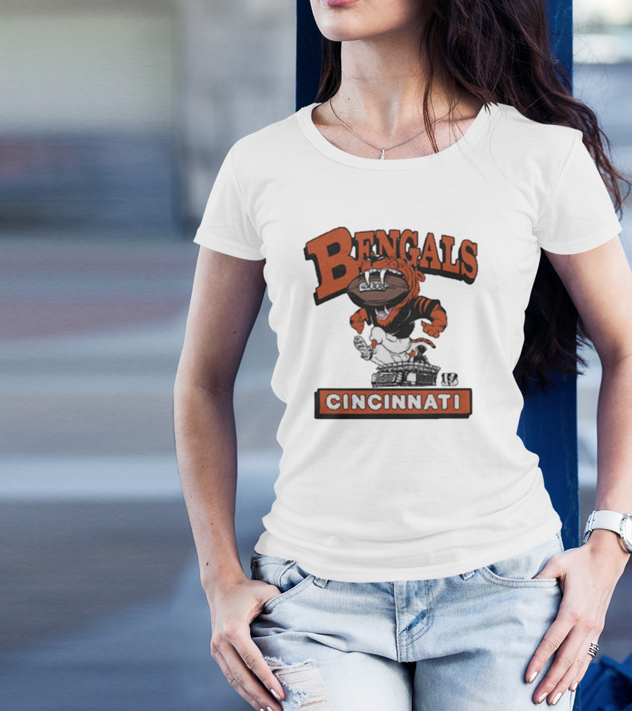 Cincinnati Bengals Mascot Jumping Over Stadium T-Shirt