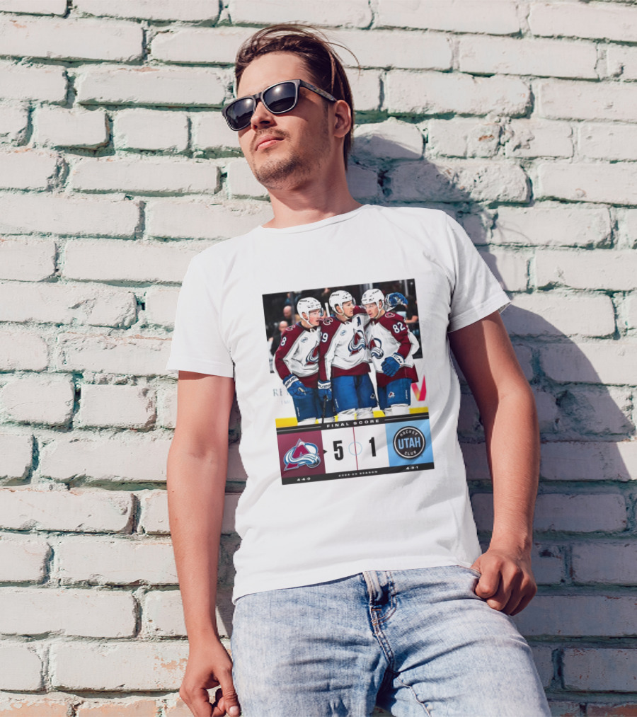 Final Score Colorado Avalanche 5 1 Utah Hockey Club NHL 2024 25 Season T-Shirt