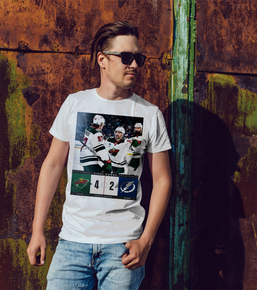 Final Score Minnesota Wild 4 2 Tampa Bay Lightning NHL 2024-25 Season T-Shirt