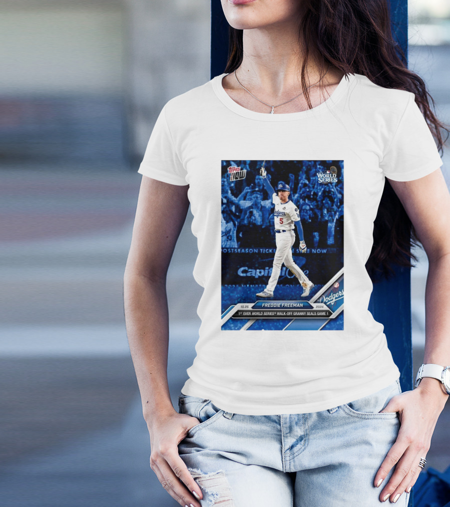 Freddie Freeman Dodgers 1st Ever World Series Walk-Off Granny Seals Game 1 Topps Now T-Shirt
