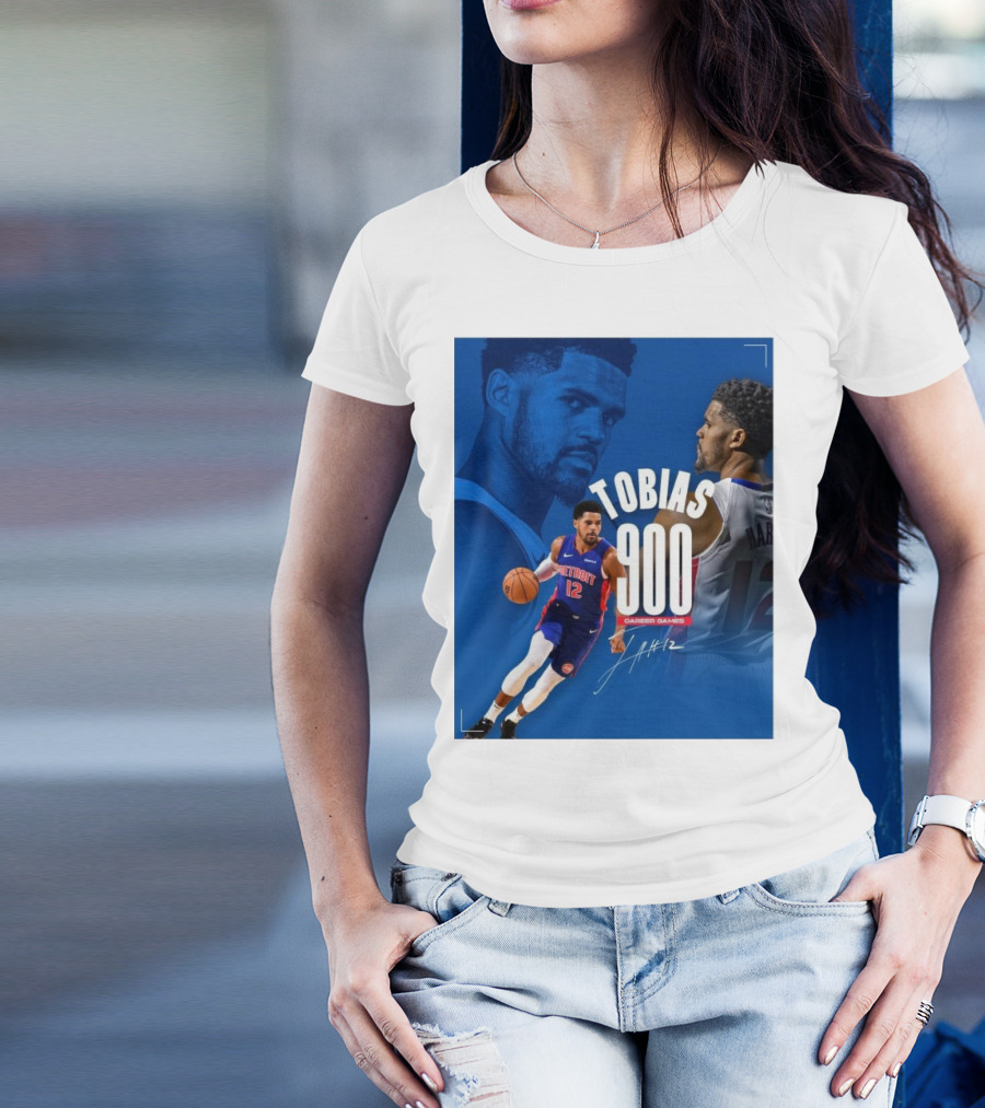 Detroit Pistons Tobias Harris 900 Career Games Milestone T-Shirt