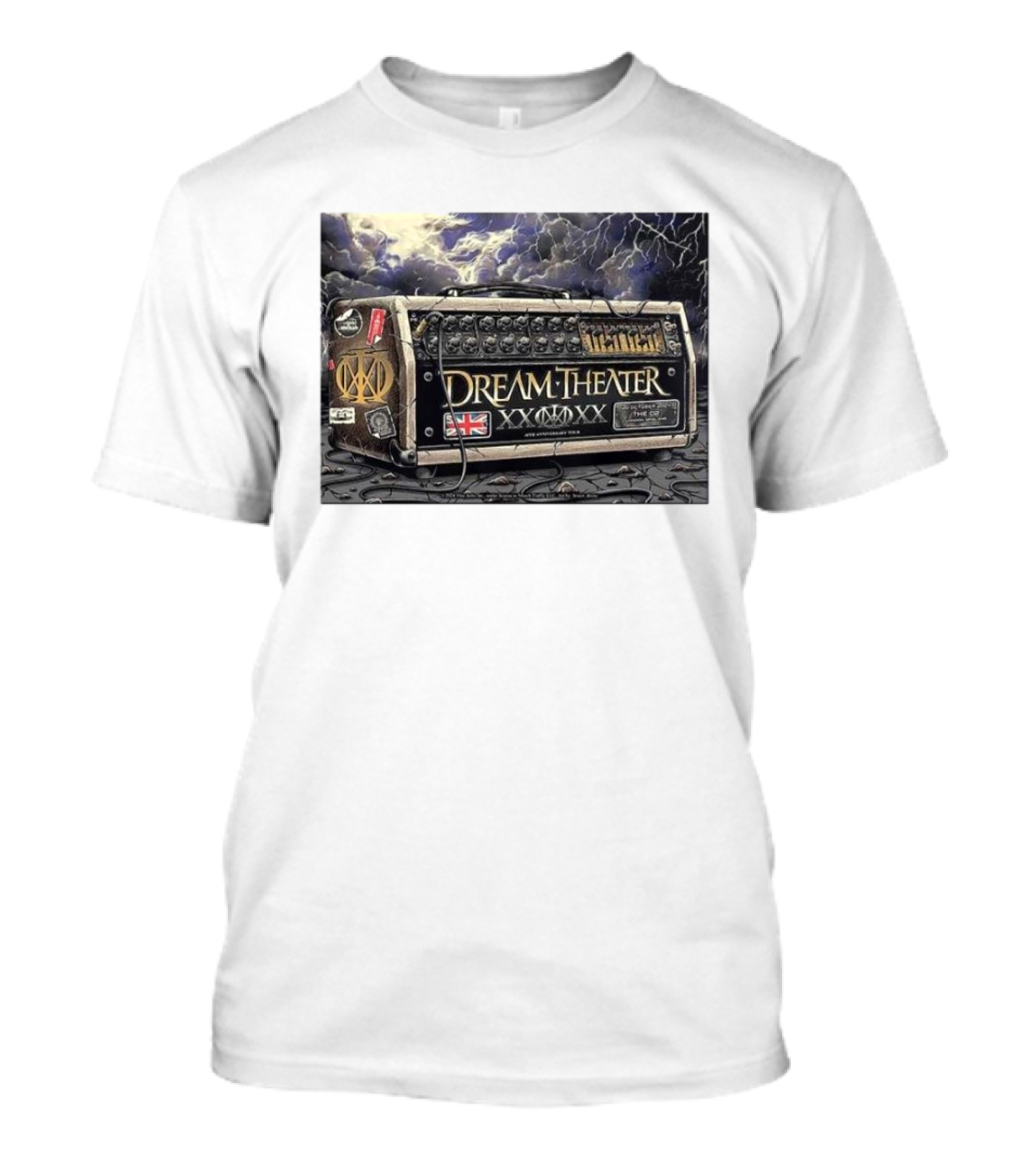 Dream Theater 40th Anniversary Tour London England The O2 October 20 2024 Guitar Amp Union Jack Lightning T-Shirt