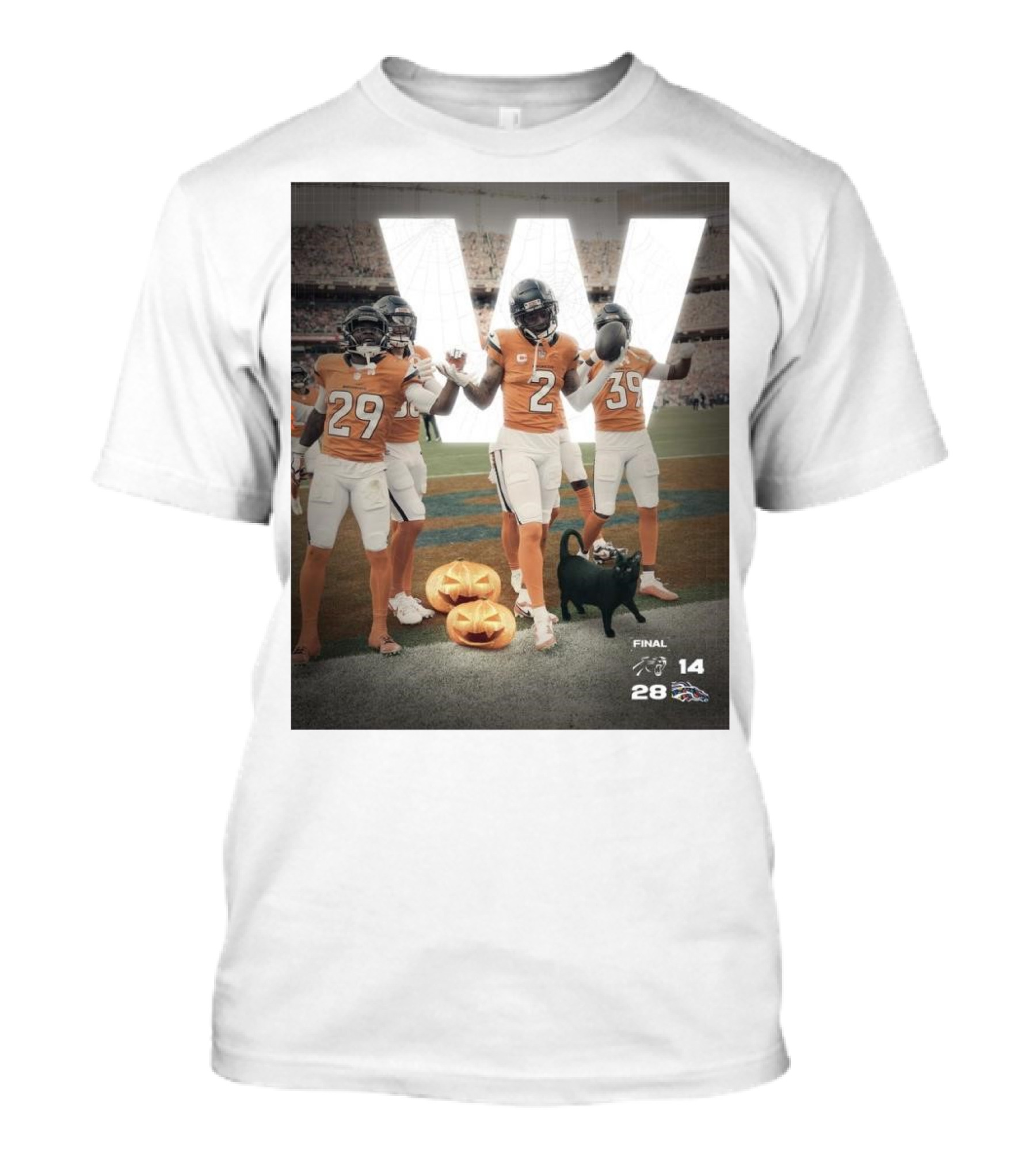 Denver Broncos Halloweekend Victory Over Carolina Panthers 28-14 Final Score T-Shirt