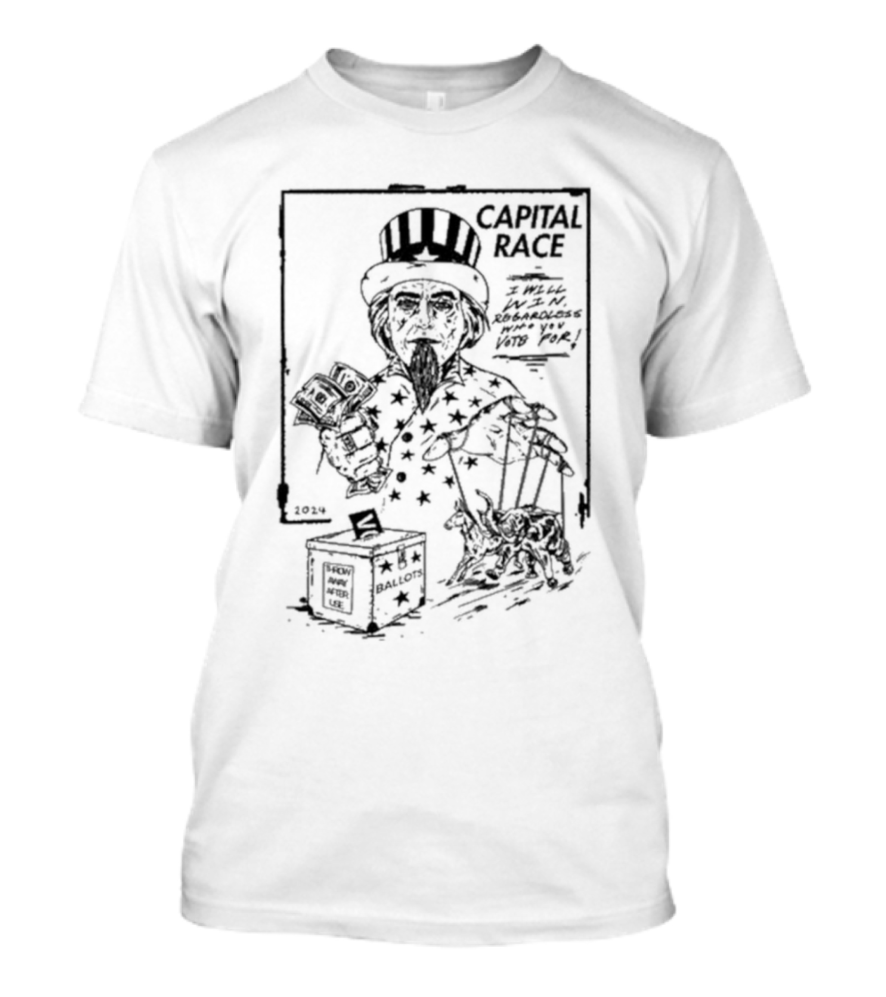Capital Race Ideologie Hasanabi Uncle Sam 2024 Ballots T-Shirt