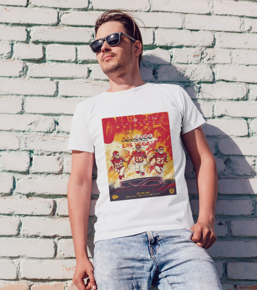 Kansas City Chiefs At Las Vegas Raiders Welcome To Fabulous Las Vegas 27 10 24 NFL Football Matchup T-Shirt